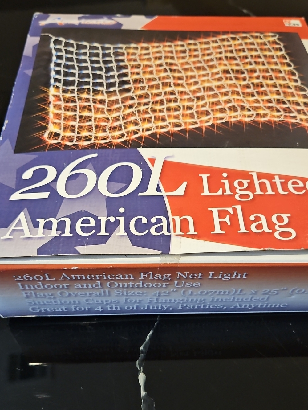 260-Light American Flag Net Lights - Red, White & Blue